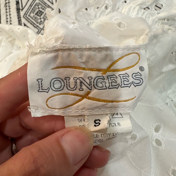 Loungees white eyelet ruffle trim vintage prairie maxi dress women’s size small - Picture 6 of 7